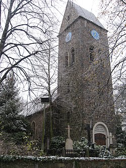 Village church in winter