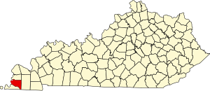 Map of Kentucky highlighting Hickman County