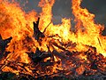 Midsummer festival bonfire closeup