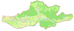 Mapa konturowa gminy Dol pri Ljubljani, u góry znajduje się punkt z opisem „Osredke”