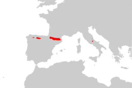 Mapa de distribución de Rupicapra pyrenaica