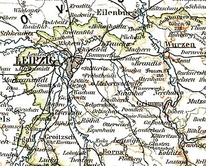 Lage der Amtshauptmannschaft Leipzig 1905