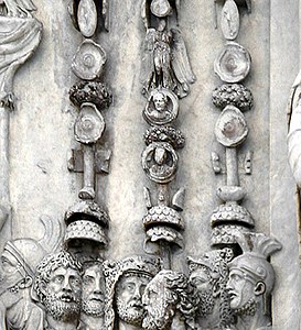 "clementia" panel detail showing evidence of damnatio of Commodus