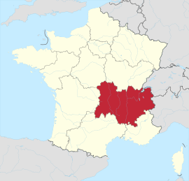 ऑव्हेर्न्य-रोन-आल्पचे फ्रान्स देशाच्या नकाशातील स्थान