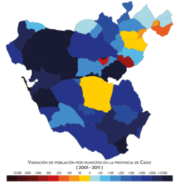 Crecimiento de la población por municipio entre 2001 y 2011