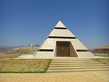 The pyramid houses the official center point.