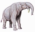 Deinotherium tenía colmillos vueltos hacia bajo y estaba ampliamente distribuido en Afro-Eurasia.