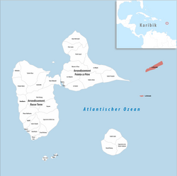 Location of the commune (in red) within Guadeloupe