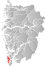Bømlo markert med rødt på fylkeskartet