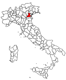 Karta över Italien med Provincia di Padova markerat