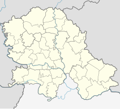 Mapa konturowa Wojwodiny, u góry po lewej znajduje się punkt z opisem „Donji Tavankut”