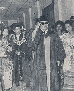 Sukarno receiving honorary PHD