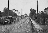 1935: Einspuriger Streckenverlauf der EKD entlang der Ulica Szczęśliwicka in Warschau