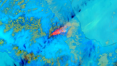 Satellite image of Popocatépetl eruption taken by NOAA