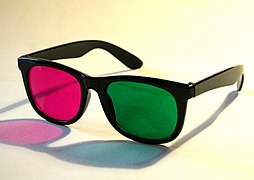 Gafas estereoscópicas con cristales magenta y verde