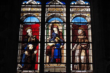 Côté sud : Sainte Anne instruisant la Vierge entre saint Antoine de Padoue et saint Antoine ermite