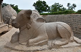 Statue of a recumbent bull