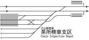 名古屋鉄道 茶所駅 構内配線略図