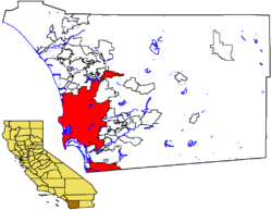 Location of San Diego within San Diego County