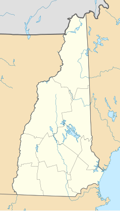 Mapa konturowa New Hampshire, na dole po prawej znajduje się punkt z opisem „Farmington”