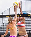 Image 8Open-handed tips/dinks are not allowed. Players may instead use their knuckles to attack the ball for a "pokey" shot. (from Beach volleyball)