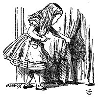 Alice med en nyckel till en dörr som är för liten.