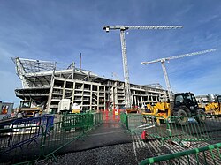 Az építés alatt álló stadion 2023 márciusában