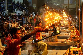 Religious ritual at Banaras Ghat in Varanasi, India