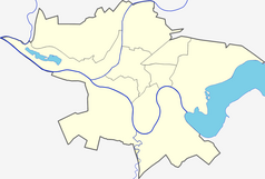 Mapa konturowa Kowna, w centrum znajduje się punkt z opisem „Sobór Zwiastowania”