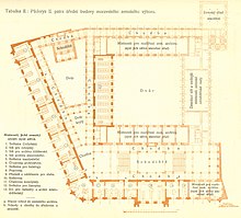 Plán II. patra zemského domu určeného pro zemský archiv