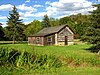 Reconstructed wooden building at the Bedford Village Archeological Site, Pennsylvania