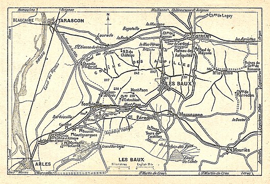 map, 1921 river Rhone, Arles