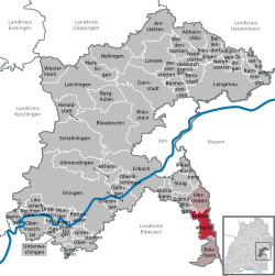 Elhelyezkedése Baden-Württemberg térképén