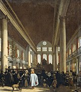 Interior de la sinagoga portuguesa de Ámsterdam,[45]​ de Emanuel de Witte, ca. 1680.