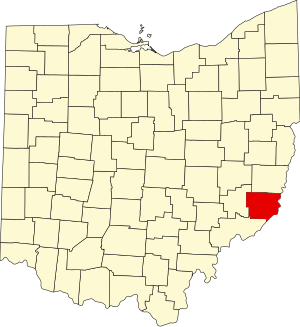 Map of Ohio highlighting Monroe County
