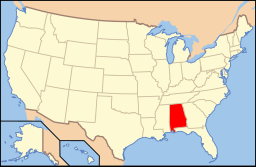 Alabamas läge i USA