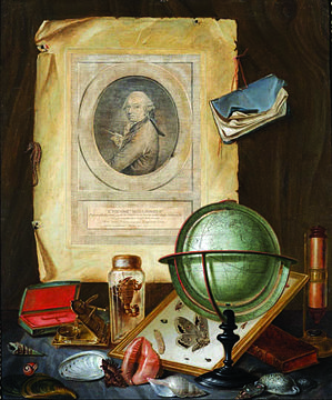 Autoportrait en trompe-l'œil avec coquillages et objets scientifiques, Sainte-Ménehould, musée d'art et d'histoire.