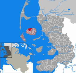 Läget för kommunen Oldsum i Kreis Nordfriesland