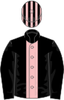 Black, pink stripe, striped cap