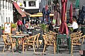 路上に展開したオープンカフェの例（ベルギー・ブリュッセル市内）