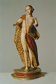 18th century Saint John Baptist pinewood polychrome figurine