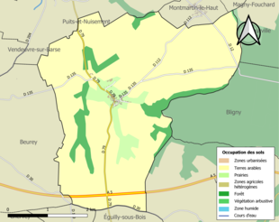 Carte en couleurs présentant l'occupation des sols.