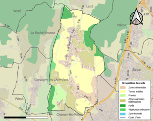 Carte en couleurs présentant l'occupation des sols.