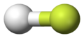 Fluorure d'hydrogène, le fluor étant représenté en jaune.