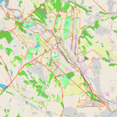 Mapa konturowa Kiszyniowa, blisko centrum na lewo u góry znajduje się punkt z opisem „Narodowe Muzeum Sztuki Mołdawii”