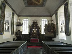 Bild från insidan av Läckö slotts kyrka.