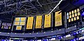 LA Lakers championship banners & retired jerseys.