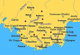 Carte des cités lyciennes antiques