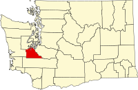 Map of Washington highlighting Thurston County