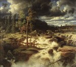 Vattenfall i Småland (1856) Marcus Larsons mest kända målning, kan beskådas på Nationalmuseum.